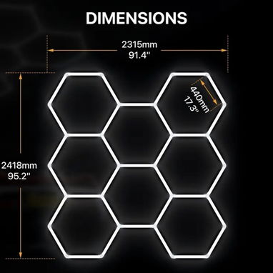 Luces Hexagonales: 245W 8 Rejillas Luces LED Hexagonales, 6500K Ultra Brillantes, Luz de Panal para Garaje, Taller - Img 125736835
