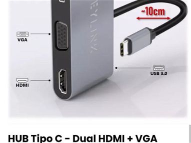 Regleta Tipo C multipuerto* HUB Tipo C Dual HDMI/ HUB Tipo C + VGA/ Regleta 5 en 1 tipo c/ HUB 8 en 1 nuevo todo - Img 64722509