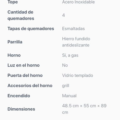 Cocina de gas 4 quemadores y horno - 2/3