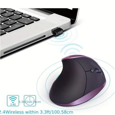🖱💜 Mouse Ergonómico Vertical Inalámbrico – Recargable & Estilizado - Img 102146760