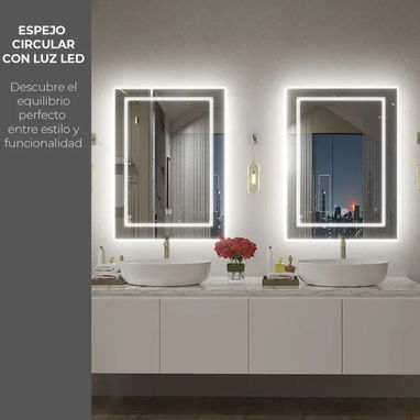 Espejo Luz led Touch pared Tocador Baño Vestidor 3 luces Rectangular con marco - Img 124699220