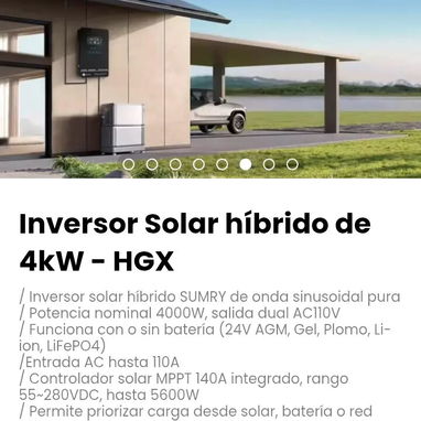Inversor Solar híbrido de 4kW - HGX. Permite priorizar carga desde solar, batería o red eléctrica - 6/7