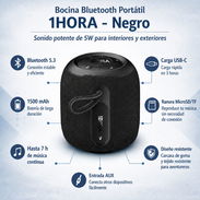 Bocina Bluetooth Portatil - 1HORA - Negro - Img 55705533