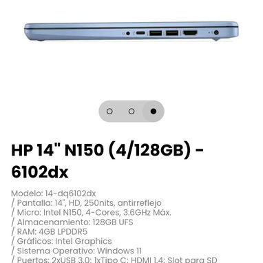 HP 14" N150 (4/128GB) - 6102dx Modelo: 14-dq6102dx - 3/3