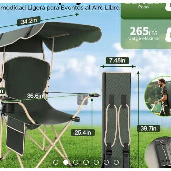 Kit 2 sillas de camping plegables - A disfrutar de actividades al aire libre con confort y protección!! - 2/4