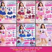 PROMO CONJUNTOS PARA NIÑA 👧 Conjunto Pulover y Saya-Short 1️⃣ Azul con lunares blancos: falda con vuelos estampado cath - Img 58280643
