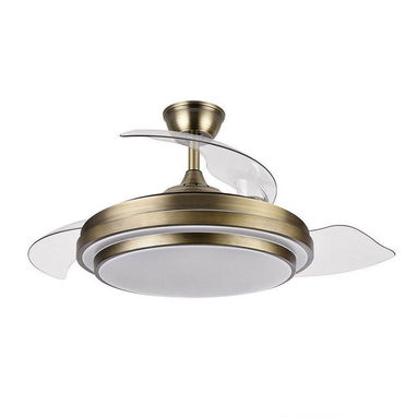Ventilador Inteligente techo 42p Aspas Transparentes plegables Nizzato Luz LED, Bocina Bluetooth y Mando 130 USD Transpo - 6/8