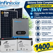 Inversor infinisolar de 3kw (solo 110v) + 2 baterías Ritar 12v 100amp para ~2kWh + 2 paneles bifacial Sun de 630w - Img 57508145