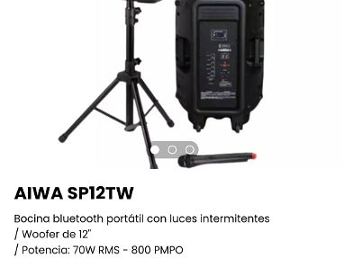 !!!AIWA SP12TW de 800W Bocina bluetooth portátil con luces intermitentes / Woofer de 12" / Potencia de salida: 800W...!! - Img main-image
