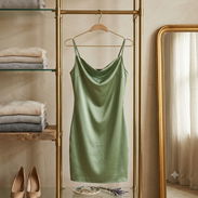 Vestido xxxiticat de Satén Verde Salvia XL 20 - Img 57754296