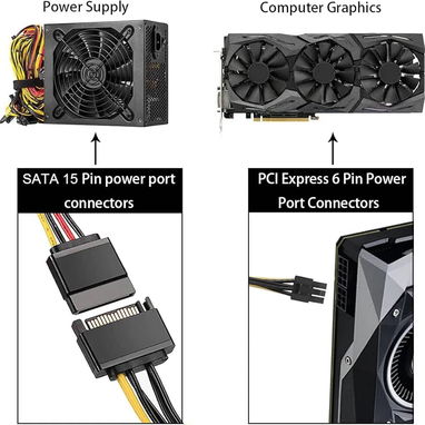 Cable adaptador SATA a 6 pines macho PCI-e para alimentar tarjetas de video - Img 113806298