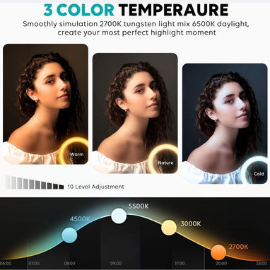 Anillo de luz RGB de 10" pulgadas con soporte para trípode de 72" pulgadas de alto y soporte para teléfono 🌐 - Img 125928137