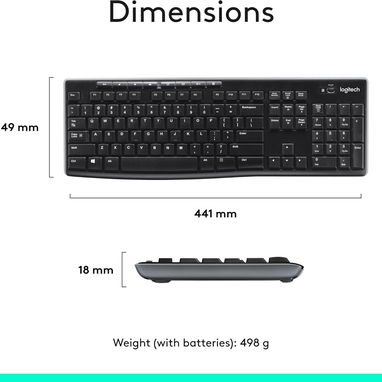COMBO MOUSE Y TECLADO LOGITECH MK270 INALÁMBRICO FULL SIZE ENVÍO DISPONIBLE + GARANTÍA - 9/10