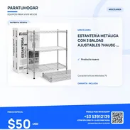 Estantería metálica con 3 baldas ajustables - Img 56643373