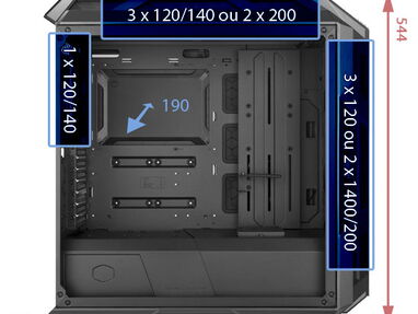 ⚡️Chasis Gaming CoolerMaster H500m Incluye 2 fanes ARGB de 200mm Soporta liquida 360mm  En el frontal y superior - Img 66218612