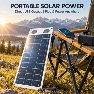 Panel solar portable de 20w - USB Tipo A  + cable multipuertos - 2/4