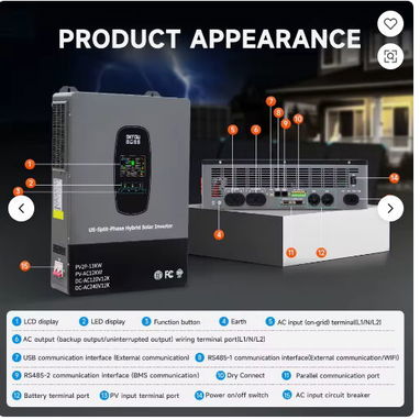 DATOU BOSS Us 110V Split Phase Inverter 120V 240V Solare 48V 12Kw Off Grid Solar Hybrid Inverter Dual MPPT Toroidal Pric - 3/4