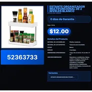 ESTANTE ORGANIZADOR MULTIFUNCIONAL DE 2 NIVELES BLANCO . - Img 57509000