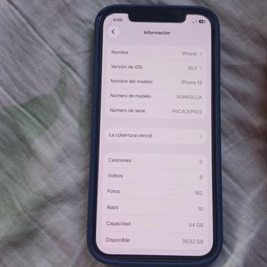 ✅ Vendo iPhone 📲 12 en 220 USD  Batería 🔋 81 original  Almacenamiento 64 g  Tiene la última actualización ⚙️ 26.2  Nun - Img 123970043