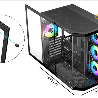 🚨🚨-63987670-Chasis Gaming Semi panorámico DIYPC ARGB-N3-BK + 4 fanes ARGB 120mm, NUEVO en caja🚨🚨 - Img 103506435