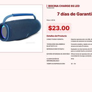 Bocina Inalámbrica Charge 6S LED con Doble Salida de 8W por $23 VPT#-0044 - Img 55425003