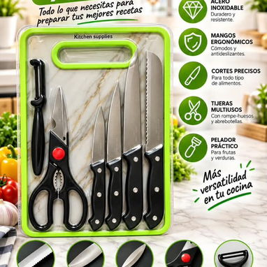 Set de cuchillos y tabla de picar gruesa (7 piezas) en 5500 cup - 4/4