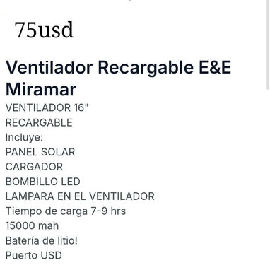 Ventilador Recargable (ELEc) - Img 119861615