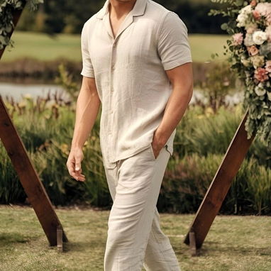 Camisa blanca de lino , camisa negra de lino , camisa verde de lino , camisa azul de lino , camisa beige - Img 100124864