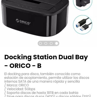 Docking Station Dual Bay - ORICO - B. Incluye transformador 12V 3A con cable de 1 metro de largo - Img 119952185
