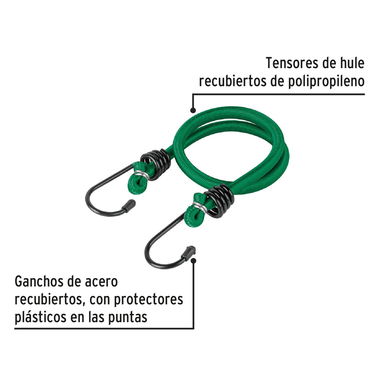 2 tensores elasticos con ganchos, 45 cm - 2/2