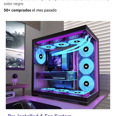 PC CASE ATX 9 PWM ARGB Ventiladores preinstalados, funda de PC para juegos de torre media, carcasa panorámica de vidrio - Img 108724504