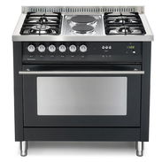 Cocina Scanfrost de 4 quemadores de gas, 2 placas de cocción, horno/grill, encendido automático completo, acabado negro - Img 55945725