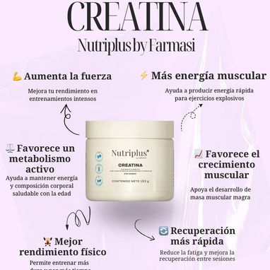 Creatina Nutriplus+ 💪 de FARMASI.Mejora tu rendimiento , fuerza y recupera tus músculos! - 2/7