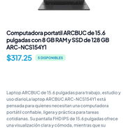 Computadora portátil ARCBUC de 15.6" con 8GB RAM y SSD de 128GB ARC-NCS154Y1 - Img 57372573