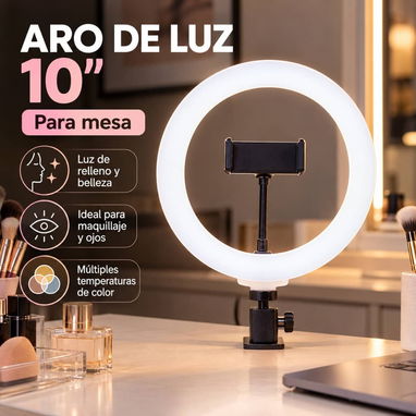 Aro de luz LED + trípode + soporte para celular - 4/4