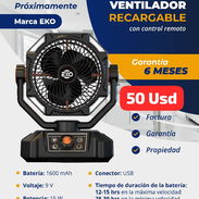 Ventilador recargable Eko, Garantía de 6 meses, Entrega por un mínimo costo adicional de 5 Usd para toda La Habana - Img 51777405