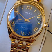 🌹 mujer 🌹 citizen eco drive modelo EM1142-84L cristal zafiro 33mm dorado esfera azul - Img 54046698