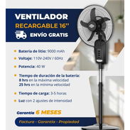 Ventilador de Pedestal Recargable 16" - Img 56680649