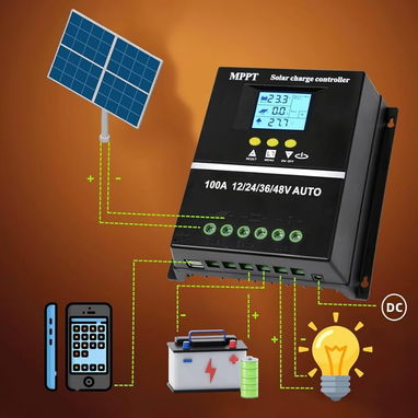 🔋 Regulador MPPT 12V a 48V – Carga solar eficiente ✅ Ajuste automático (12/24/36/48V) ✅ Hasta 30% más energía que los P - Img 123064428