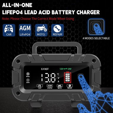 Cargador de Batería E-FAST 0-20A 12/24V LiFePO4 Plomo Ácido Cargador de Batería Automático Inteligente - 3/9