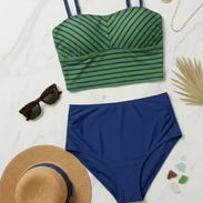 Bikini High-Waist Stripes & Navy – Talla M - Img 56984615