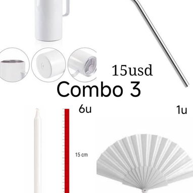 combos blancos para iyawos con jarras térmicas, medias, abanicos, y velas - 4/6