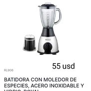 Batidora Royal de acero inoxidable con vaso de vidrio y moledor de especies - Img 55477894