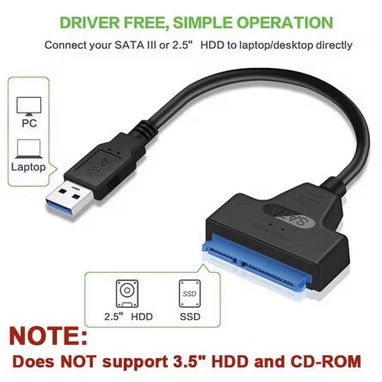 Cable SATA a USB 3.0 – Adaptador para HDD y SSD 2.5” con UASP, Alta Velocidad - Img 102856330
