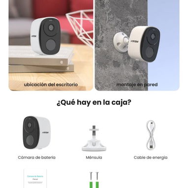 cámara IP inalámbrica de seguridad para el hogar con panel solar compacto con un soporte de montaje ajustable. - Img 100606465