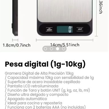 Pesa digital (1g-10kg). Gramera Digital de Alta Precisión 10kg - Img 118902173