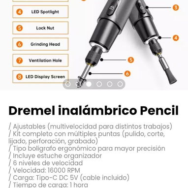 Dremel inalámbrico Pencil. Kit completo con múltiples puntas (pulido, corte, lijado, perforación, grabado) - Img 117527251