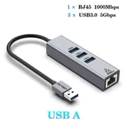 Adaptador USB a RJ45 + 3 Puertos USB 3.0 ( Gigabit Ethernet 10/100/1000 Mbps RJ45 LAN adaptador de red para PC - Img 49603698