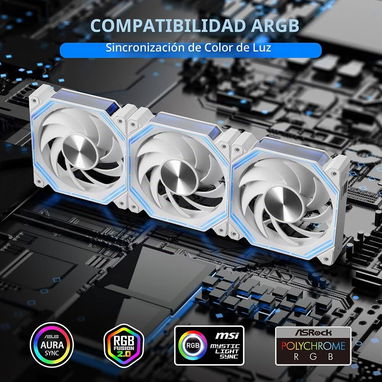 Fanes RGB darkFlash diseño infinito pack de 3 blancos nuevos en caja - 7/9