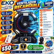 Ventilador Recargable con Control Remoto 16000 mah, marca EKO, nuevo en su caja con Factura y Garantía. Envío gratis - Img 57994235